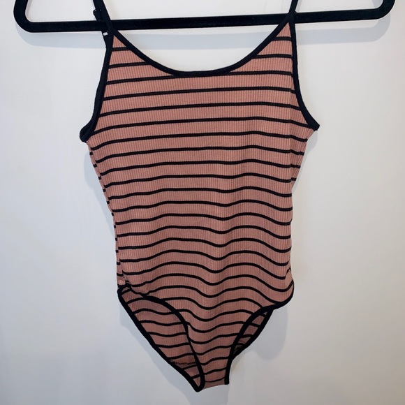 Black and Mauve Striped Bodysuit - Picture 2 of 2